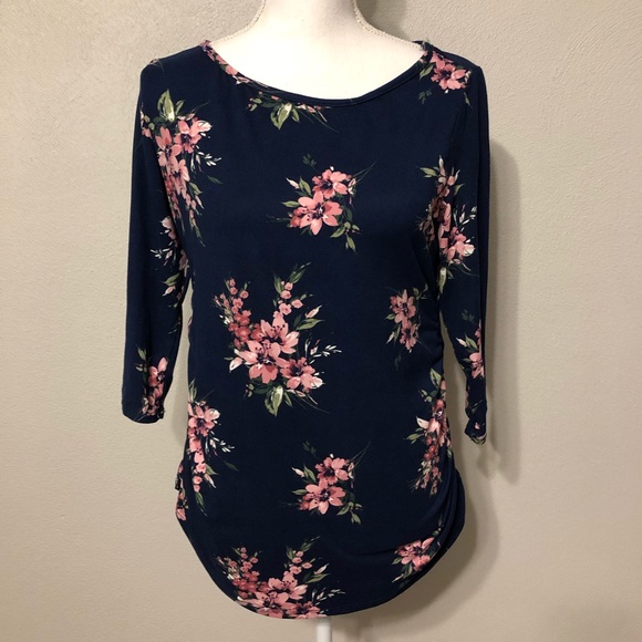 Love U Already Tops - Love U Already Maternity Shirt XL Blue Floral